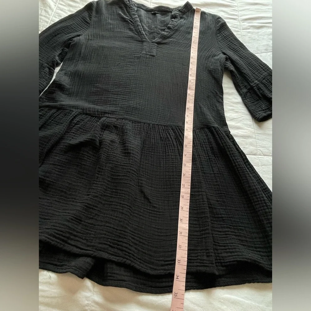 Monrow Easy Fit Black Cotton Popover Swing Dress Medium Neutral Capsule Wardrobe - Picture 7 of 10